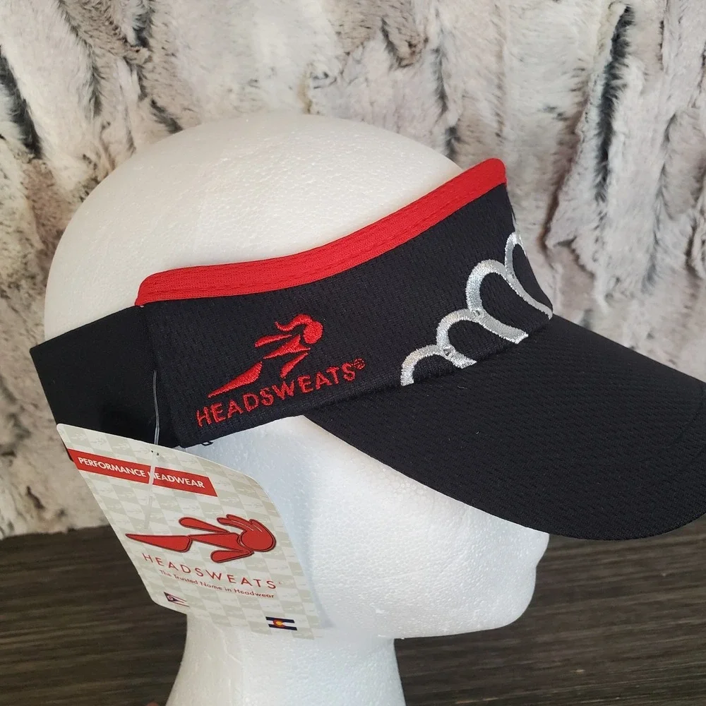 Headsweats‎ RUNNING PRINCESS Visor Hat Black W/ Red, Stitched Silver Tiara - NEW